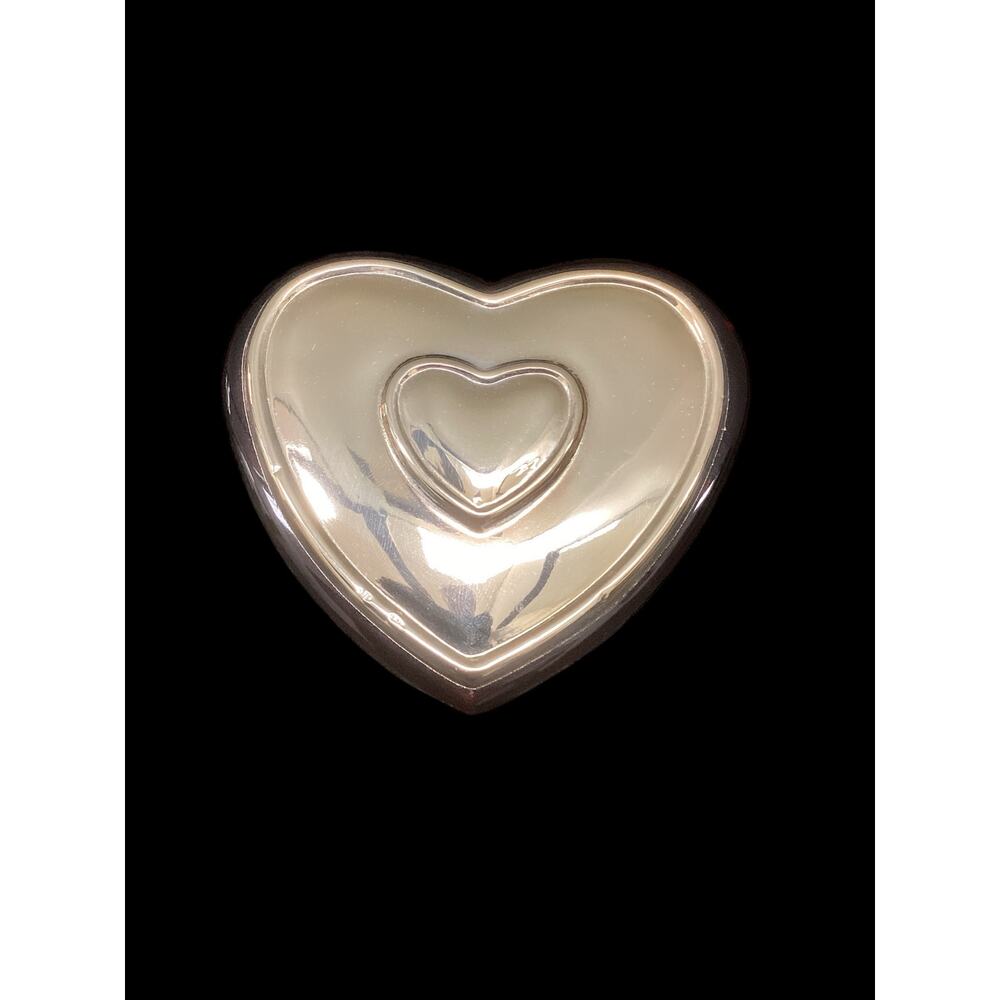 VTG Gioie & Cadeaux Double-Sided Purse Mirror Heart Shape Silver Gold Plated